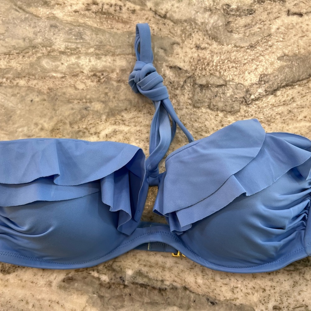 Victorias Secret Blue Ruffled Bikini Top